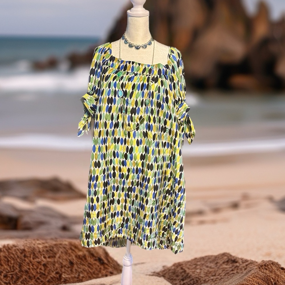 Nanette Lepore Yellow and Black Flutter Sleeve Sundress